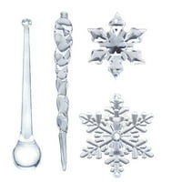 Veki Snowflake icicle Ornament Božićno stablo prozirni ukras stakleni zid