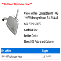 Centar za muffler - kompatibilan sa - Volkswagen Passat 2.8L V AAA 1996