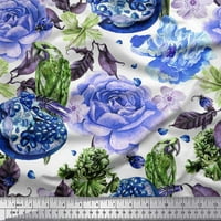 Soimoi Rayon Crepe tkanina Parrot, širok tkanina za cvijeće i ruža i ruža od dvorišta