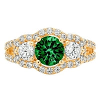 2.16ct okrugli rez zeleni simulirani smaragd 14K žuti zlatni godišnjica angažmana kamena prstena veličine