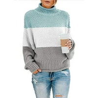 Jeseni džemperi za žene zimske žene pletene boje podudaranje okruglog vrata labavo ležerno džemper vrhom