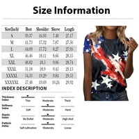 Sksloeg dame vrhovi i bluze Američka zastava Štampana majica s kratkim rukavima Casual Labavi V-izrez