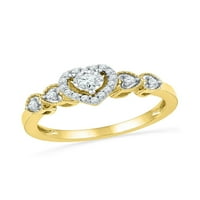 10k žuto zlatni dijamantski pasijans uramljeni srčani prsten CTTW