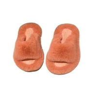 Colisha ženske otvorene otvorene nožne prste zimske tople lagane dame prozračne fau krznene papuče narančaste