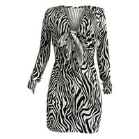 Njoeus Deep V Haljina Ženska haljina Ženska modna Leopard Print Sexy V-izrez Dugih rukava haljina s