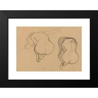 GUSTAV KLIMT Crni moderni uokvireni muzej umjetnički print pod nazivom - Dvije studije sjedećeg gologa