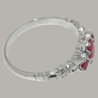 Britanci napravili spektakularni 10k bijeli zlatni prirodni rubin ženski prsten izjave - veličine 10,5
