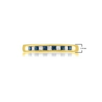 Carat Princess-Cut Diamond i Blue Sapphire Vjenčani prsten za vjenčanje u 14k žutom zlatu