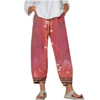 Žene Ležerne prilivne cvjetne pantalone Retro gležnjana Dužina ljeto labave platnene pantalone za žene