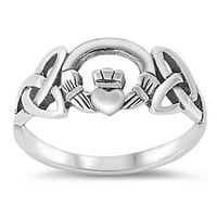Sterling srebrna ženska zveška kladdagh irski prsten nakit ženski muška unise veličine 9