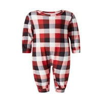 Lieramram Porodica koja odgovara Božićne pidžame Postavite dugi rukav Elk Print Tops Plaid hlače Xmas Sleep Wear PJS