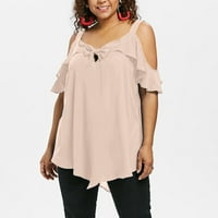Wofedyo košulje za žensku žensku plus veličine hladnog ramena Camis luk asimetrični šifon rufffes vrhovi