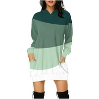 Zunfeo Žene Dnevna haljina - Modni pulover sa džepnim kapuljačom s kapuljačom s dugim rukavima Labava