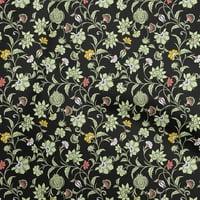 Onuoone Georgette viskoza crna tkanina azijska keramična cvjetna opterećenja priključka ispisa šivaće
