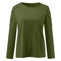 Lovskoo majice s dugim rukavima za žene Ležerne prilike pune čipke šuplje majice pulover majica majica