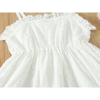 Princeze Dječje djevojke ljetne haljine čipke cvjetne tiskane kaiševe rukavice bez rukava A-line sandress bijele 3- godine