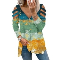 Ženska zapadna majica s dugim rukavima patentni zatvarač pulover Boja blok ubode v vrat casual top vintage