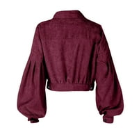 Ženske jakne sa punim zip up dukserice dame corduroy retro kaput od pune boje casual rever modni labavi