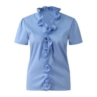 Ženski Ljeto plus veličina vrhova ruckel V-izrez Bluze za majice Dressy Casual Trendy Loop Fit Short