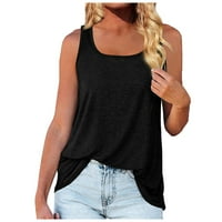 Ženske vrhove bluze casual rubu bez rukava tiskane ženske majice scoop vrat ljetne tuničke košulje crne