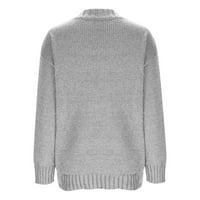 TUPHREGYOW ženski opušteni V izrez Klintni vrpca Clearance Rib Plus size Solidan Trendy Leisure Loose Kašmirski džemper Modni džemperi s dugim rukavima Grey M