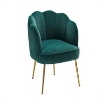 Akcentna stolica, moderna ležaljka u obliku školjke sa zlatnim metalnim nogama, tapecirana stolica za