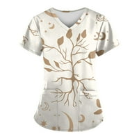 V majice za žene cvjetne ljetne vrhove kratkih rukava majica Ležerne prilike tunike bijeli l