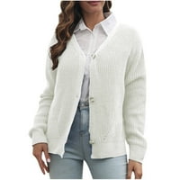Dolith jesen, zimski kardigan džemperi za žene, plus, prevelizirani, topli, bijeli, ženski casual puni gumb labav pleteni plemen dugi rukavac s dugim rukavima džemper s dugim rukavima