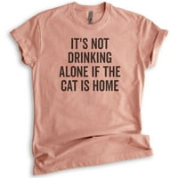 Ne pijem sama ako je mačka domaća majica, unise ženska košulja, mačja ljubavnica, majica za vin, heather