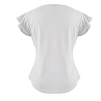 Ljetne žene vrhovi čišćenje pletene košulje casual ruffle s kratkim rukavima Top labav fit okruglog