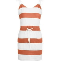 Ljetne haljine za žene mini slatko tiskane bez rukava A-line okrugli izrez datur haljina narandžasta