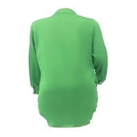 Ženska košulja haljine s dugim rukavima kratka mini haljina rever žene labavi odmor zeleni s