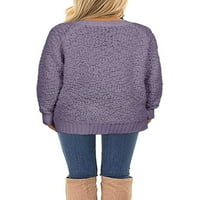 Sherrylily Winter Women Fuzzy pleteni džemper s dugim rukavima s džepovima
