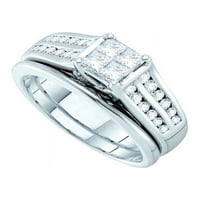14kt bijelo zlato Ženska princeza Diamond Bridal Wedding Angažovan prsten za angažman 1. CTTW