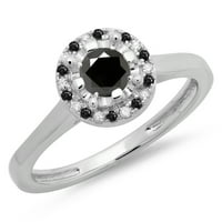 DazzlingRock kolekcija 0. Carat 14K Crno-bijeli dijamant Bridal Halo Angažman prsten CT, bijelo zlato,