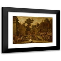 David Teniers Mlađi crni moderni uokvireni muzej umjetnički print pod nazivom - Merry-izrada na selu