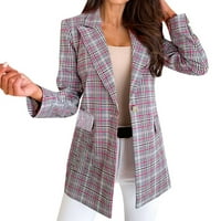 Ležerni plairani bluže za žene Elegantne trendi odvojite jakne od ovratnika sa džepovima dugih rukava