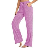 Hlače žene, ženske ležerne pune boje Brze suhe široke noge joga hlače Sport i fitness pant ružičasta
