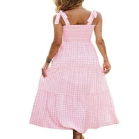 Bomotoo Žene duge haljine kvadratne vrat Maxi haljine cvjetni print ljeto plaža sandress lose boho ružičasti