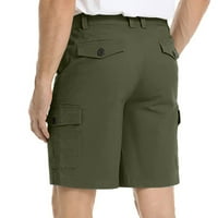 Jerdar teretni hlače muškarci casual čvrsti džepni džepni džepni zatvarač elastični struk ravne poluvremene