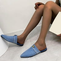 Dame modne čvrste boje traper pola papuče istaknute prstiju ravne casual cipele