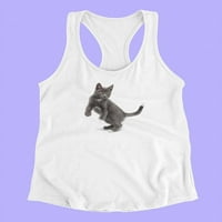 Gray Kitten Playir Cisterne žene -Image by Shutterstock, ženska XX-velika