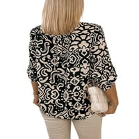 Rejlun dame tops roll tab bluza bluza majice Comfy tunika košulja Elegantni odmor crno cvijeće 2xl