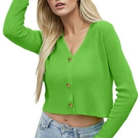Njshnmn džemper za kardigan za žene Ležerne prilike lagani pleteni kardigan džemperi ženskog, zelenog,