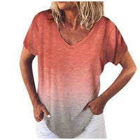 Beppter Ženske majice Ležerne prilike V-izrez Fading Boja majica kratkih rukava Bluza Plus size Narange,