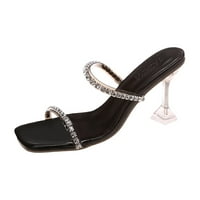 B91XZ sandale Žene Modni kvadratni ukras za prstom za noto, Ljeto Novo otvorene cipele s visokom petom