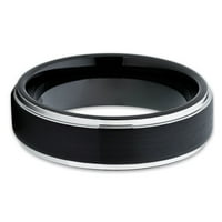Crni volfram prsten, vjenčani prsten, volfram karbidni prsten, zaručni prsten, srebrne ivice, jedinstveni