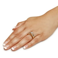 Čvrsti 14K žuti zlatni okrugli rez Nevidljivi zaručnički prsten za angažman CZ C CZ CUBIC cirkonijska