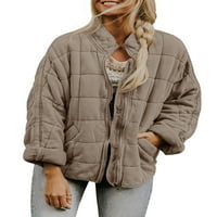 Canrulo Womens Quilted Dolman Jakne s dugim rukavima Zip up lagane kapute Zimska odjeća sa džepovima