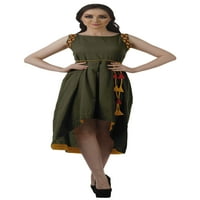 Moomaya asimetrična gornja žena midi zamotavanje haljina bez rukava bez rukava